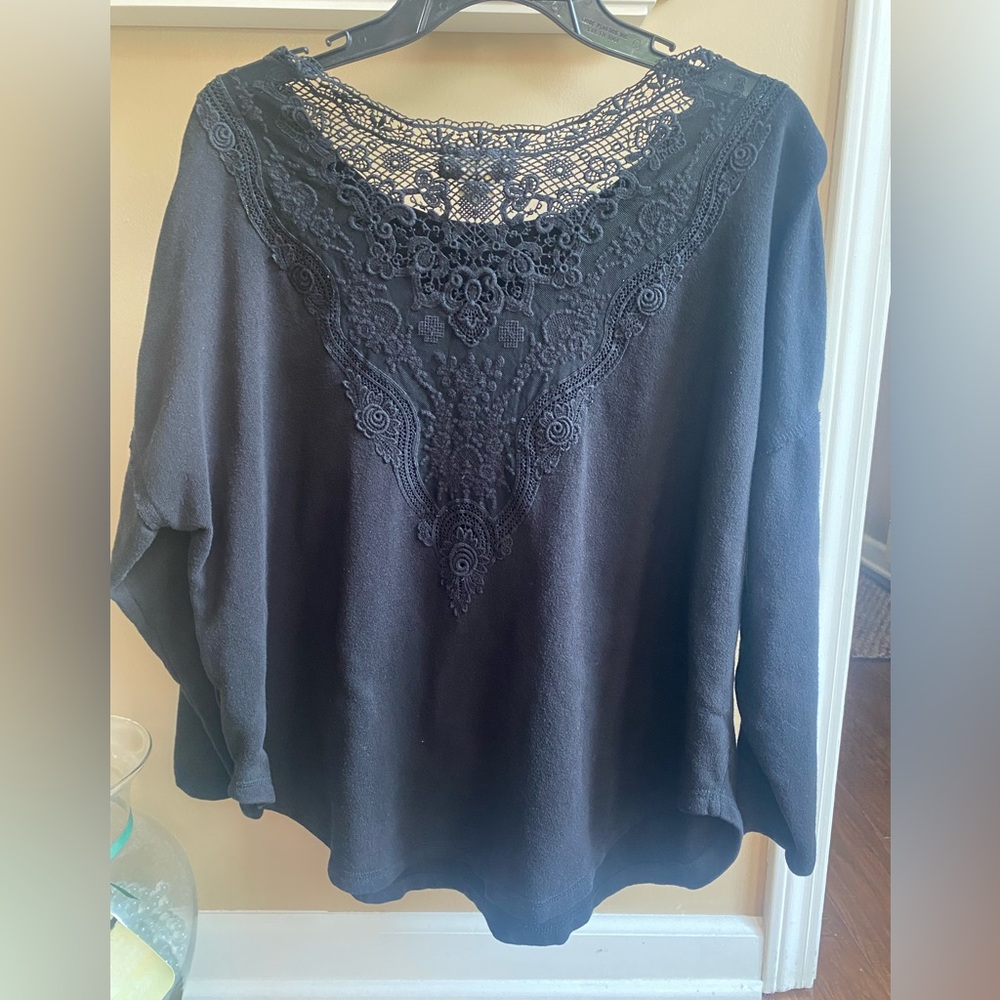 Denim & Supply Ralph Lauren Black Graphic 3/4 Sleeved Sweatshirt - Picture 5 of 8